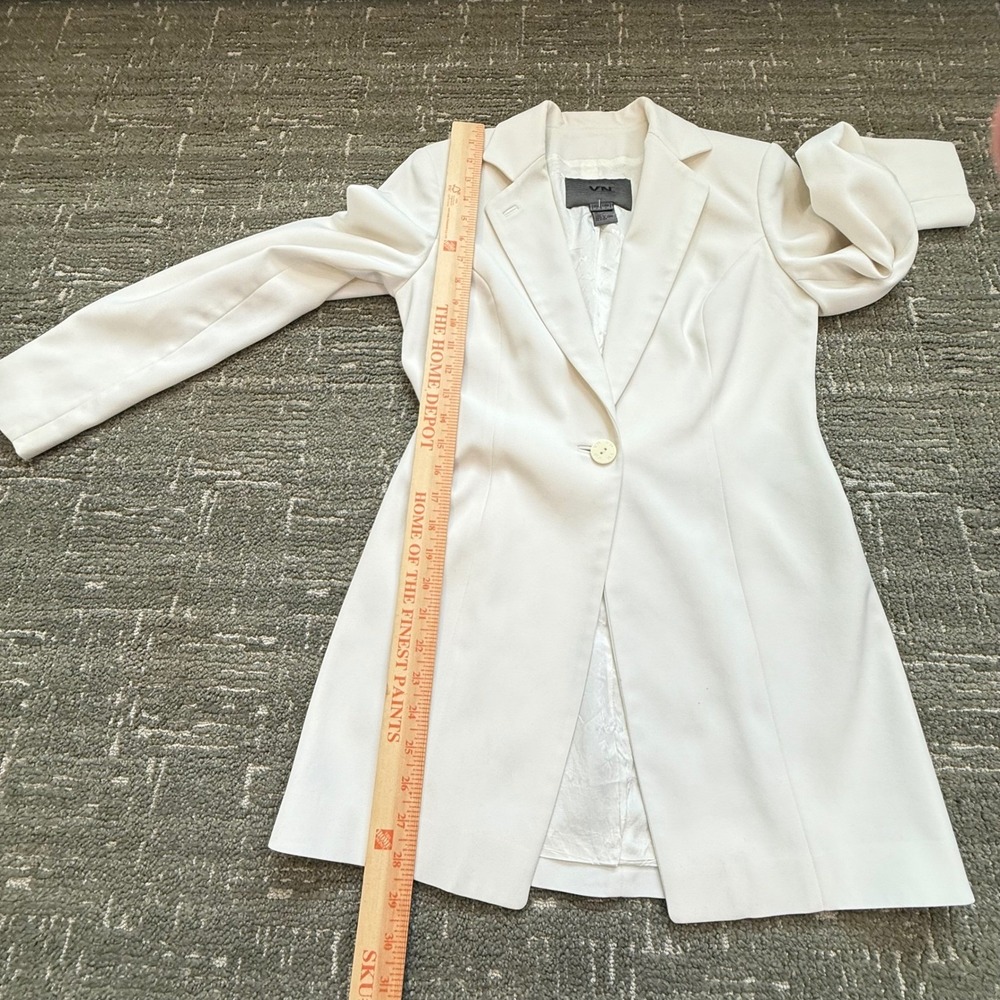 VN White Single Button Longline Blazer Jacket Size 2 - Picture 6 of 7